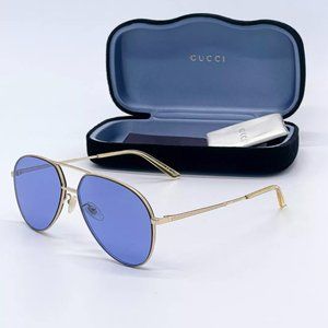 Sale! New Gucci Unisex 61mm Gold and Blue Sunglasses!
